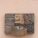 Ekaurr Print Block with Brass Bowl Tea Light Holder on Wall (Set of 6)