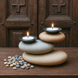 Ekaurr 3 Pebbles Tea Light Holder