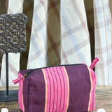 Ekaurr Maroon-Pink Stripes Fabric Pouch