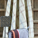 Ekaurr Blue-Brown Stripes Fabric Pouch (Set of 2)