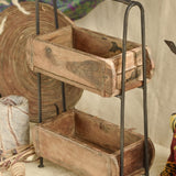 Ekaurr 2-Tier Storage Tray handcrafted two-level reclaimed wood storage and display tray, rustic artisan organiser for kitchen counters desks and home styling