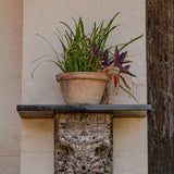 Ekaurr Distressed Whitewashed Wooden Wall Shelf with Stone Top