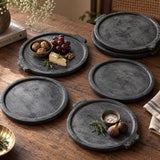 Ekaurr Black Stone Riser, handcrafted artisan piece, 9.5 in (L) x 9.5 in (B) x 0.5 in (H), one-of-a-kind decorative home accent by Ekaurr