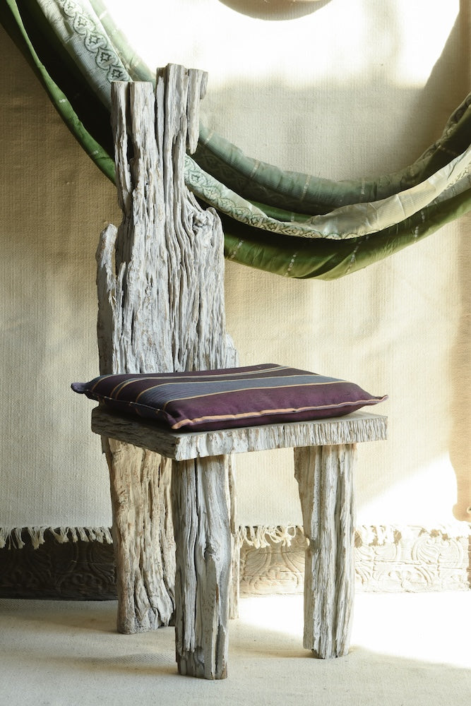 Handcrafted, Upcycled, Raw and rustic wooden chair for modern spaces. 