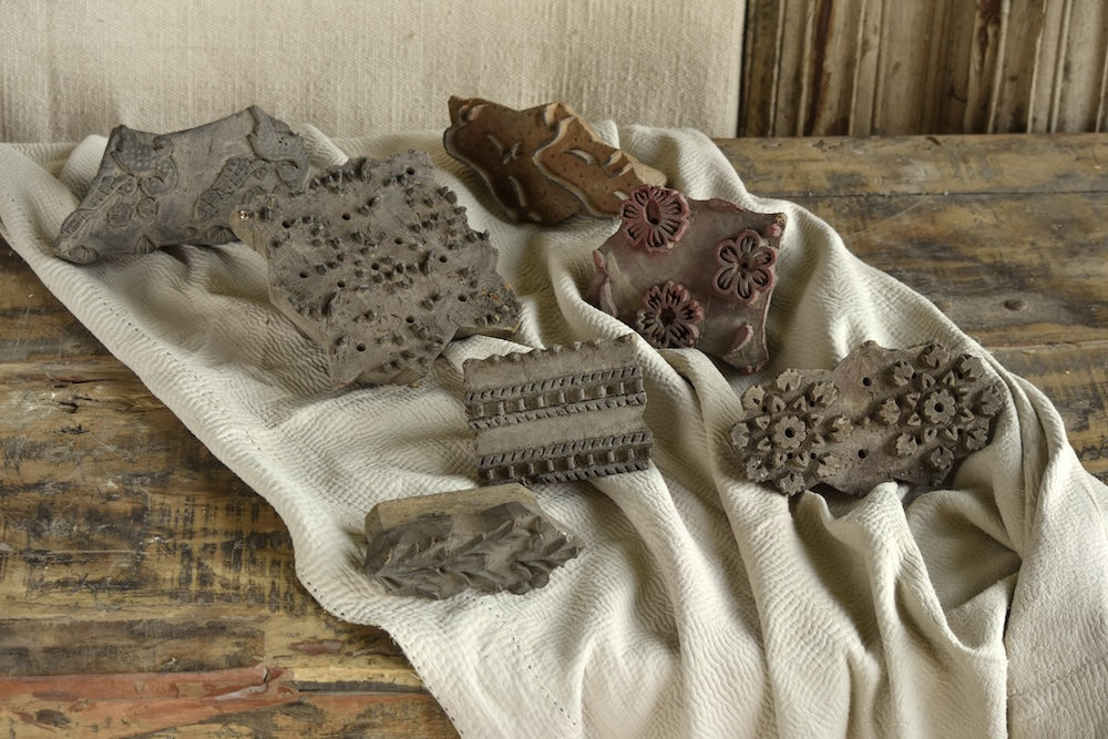 Assorted Print Block Mystery Trinket curated vintage wooden textile print block in a surprise assorted motif, artisan craft collectible for home decor shelves or as a unique gifting item