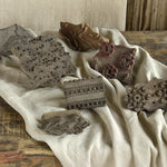 Assorted Print Block Mystery Trinket curated vintage wooden textile print block in a surprise assorted motif, artisan craft collectible for home decor shelves or as a unique gifting item