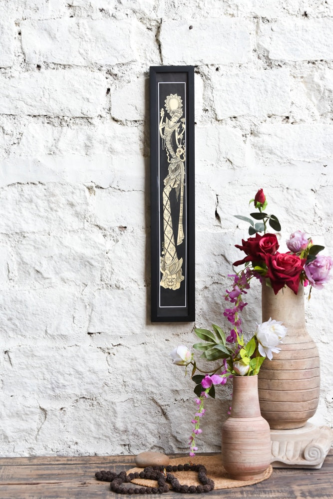 Ekaurr Devi Tandava wall art depicting a goddess in a dynamic tandava dance pose in vibrant devotional tones, handcrafted spiritual home decor for living rooms altars and sacred interior spaces