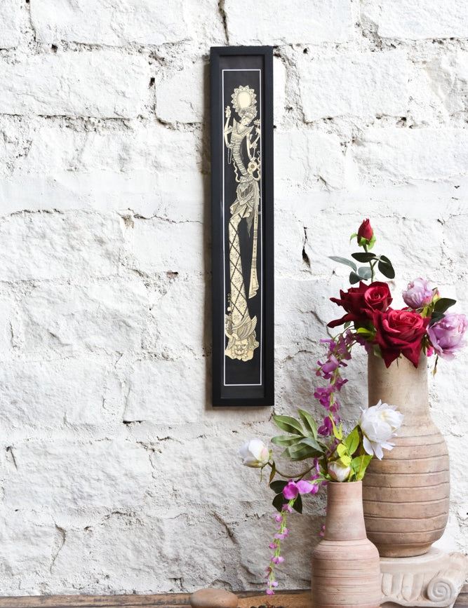 Ekaurr Devi Tandava wall art depicting a goddess in a dynamic tandava dance pose in vibrant devotional tones, handcrafted spiritual home decor for living rooms altars and sacred interior spaces