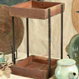 Ekaurr 2-Tier Organiser Tray handcrafted two-level reclaimed wood desktop organiser tray, rustic artisan storage piece for desks vanities and home office styling