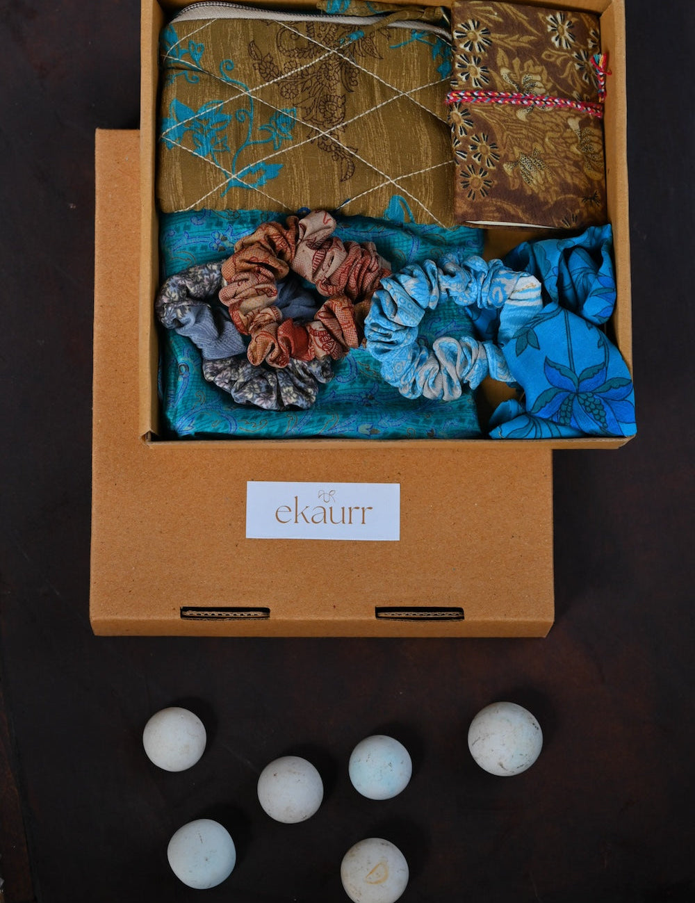 Ekaurr A Touch of Everything curated artisan gift set combining home decor fashion accessories and stationery in a cross-category selection with complimentary greeting card, comprehensive sustainable gifting for those who appreciate Indian craft across every dimension