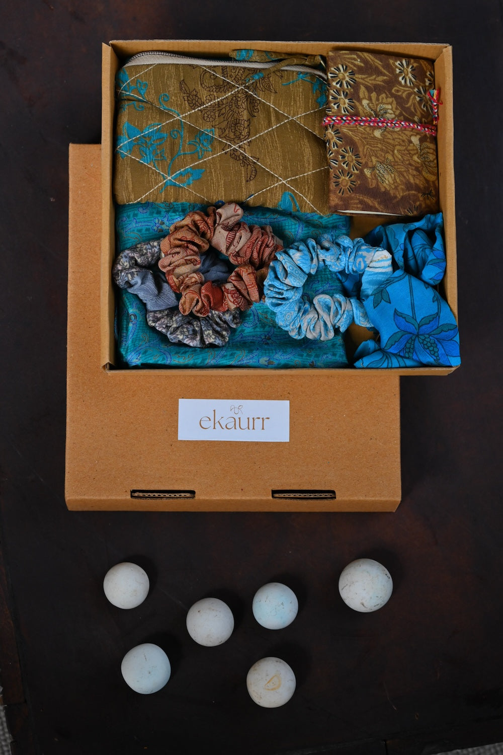 Ekaurr A Touch of Everything curated artisan gift set combining home decor fashion accessories and stationery in a cross-category selection with complimentary greeting card, comprehensive sustainable gifting for those who appreciate Indian craft across every dimension