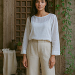 Ekaurr BIGDI Abha Cotton Top finest cotton summer top in a radiant glow-inspired pastel tone with a clean effortless silhouette, artisan slow fashion top for women from the BIGDI summer pastel collection