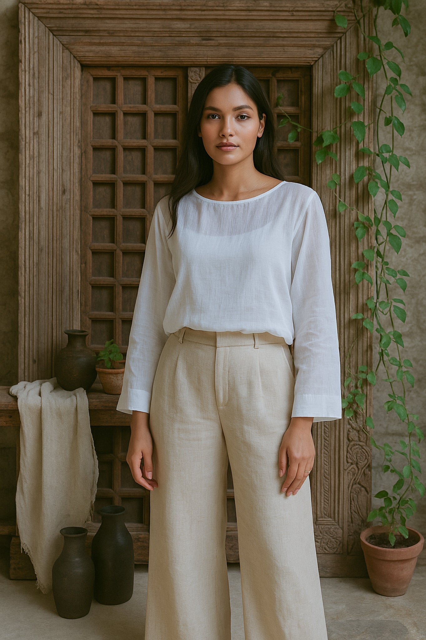 Ekaurr BIGDI Abha Cotton Top finest cotton summer top in a radiant glow-inspired pastel tone with a clean effortless silhouette, artisan slow fashion top for women from the BIGDI summer pastel collection