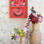 Ekaurr Abstract Face Artwork original painting of an abstracted human face with bold expressive line work in warm earthy tones, handcrafted canvas art for living rooms bedrooms and contemporary home walls