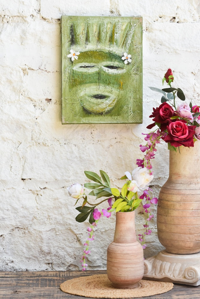 Ekaurr Abstract Face Artwork shown in a styled home setting demonstrating scale and placement