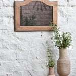 Ekaurr Aged Crown Mirror reclaimed or carved wood wall mirror with an ornate aged crown-form frame detailing in a distressed vintage finish, artisan statement mirror for entryways living rooms and heritage-inspired home styling