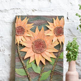 Ekaurr Amber Radiance wall art with a luminous amber and golden warm-tone composition radiating organic energy, handcrafted expressive home decor for living rooms and warm contemporary interior styling