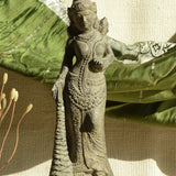 Ekaurr Antique Goddess Sculpture – intricately detailed classical divine figure with ornamental jewellery and weathered stone-finish, spiritual home decor accent