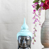 Ekaurr Aqua Serenity Buddha handcrafted ceramic figurine in calm aqua tone, serene spiritual sculpture for meditation corners and contemporary home decor