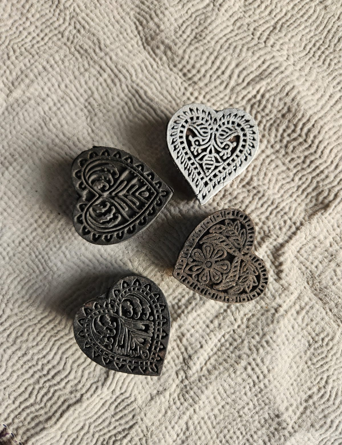 Ekaurr Assorted Carved Hearts handcrafted reclaimed wood heart-shaped carved decorative pieces in assorted sizes and natural finishes, artisan gifting accent for Valentine's Day anniversaries and meaningful home decor