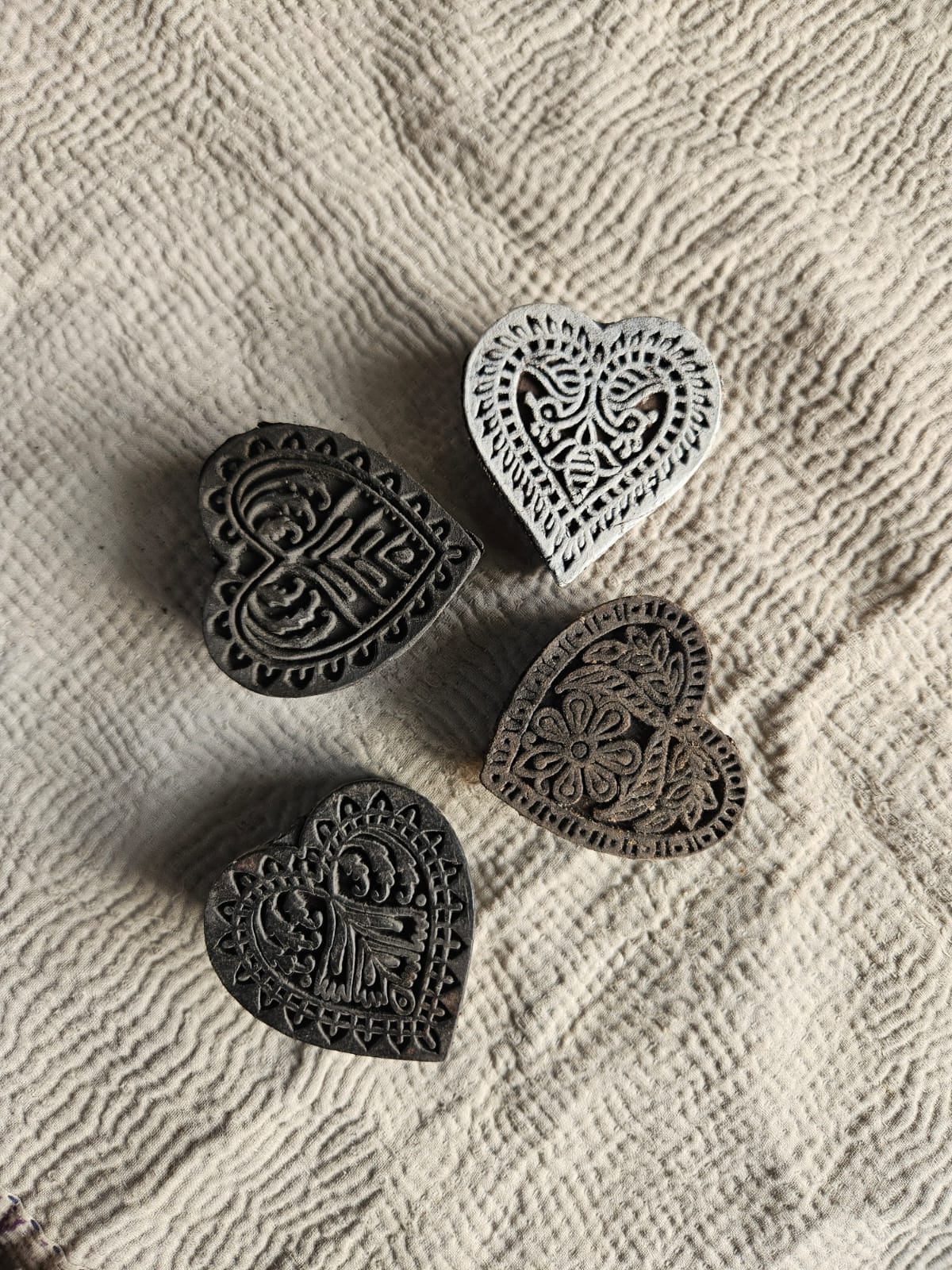 Ekaurr Assorted Carved Hearts handcrafted reclaimed wood heart-shaped carved decorative pieces in assorted sizes and natural finishes, artisan gifting accent for Valentine's Day anniversaries and meaningful home decor