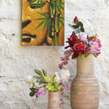 Ekaurr Bamboo Tranquility Wall Art original painting or print of vertical bamboo forms in cool green and sage tones, handcrafted nature-inspired artwork for living rooms dining spaces and zen-styled home interiors