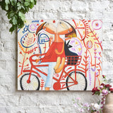Ekaurr Bicycle Love original painting of a bicycle in a warm expressive style with earthy romantic tones, handcrafted artwork for walls of living rooms bedrooms and home offices