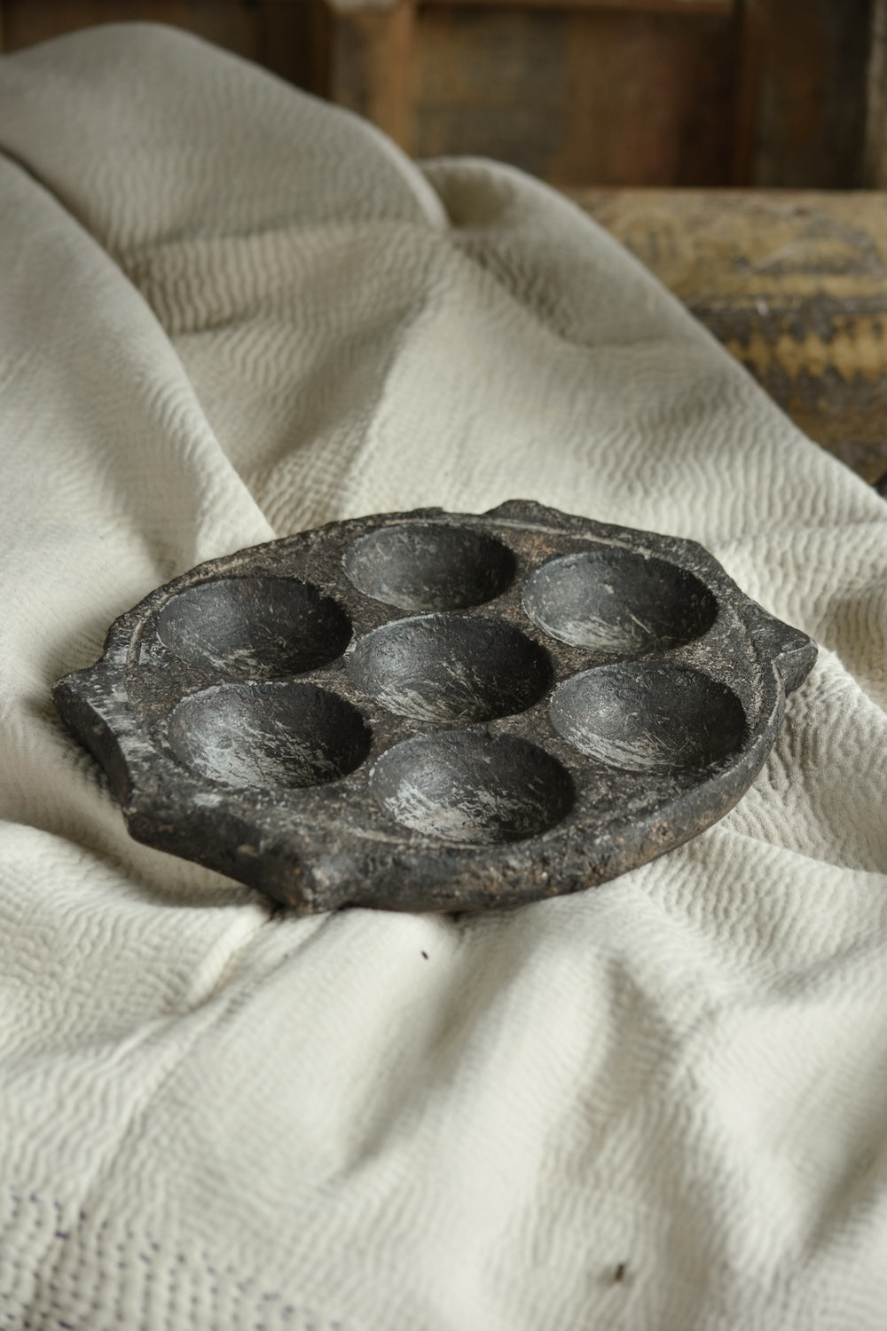 Ekaurr Black Stone Tray with Handles solid black natural stone serving tray with carved side handles, luxury artisan stone tray for dining tables vanities and refined home display