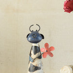 Ekaurr Bloom of Affection – handcrafted cow with flower decorative figurine, charming rustic home decor and meaningful Valentine's gift