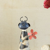 Ekaurr Bloom of Affection – handcrafted cow with flower decorative figurine, charming rustic home decor and meaningful Valentine's gift