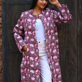 Ekaurr BIGDI Blooming Violet Coat cotton quilted reversible coat in blooming violet with a rich jewel-tone character, artisan slow fashion outerwear for women from the BIGDI Blazers Coats and Robes collection