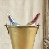 Ekaurr Brass Bucket Medium – vintage collectible brass bucket with authentic dents and patina, repurposed as a planter, magazine holder, or accent decor