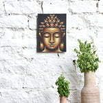 Ekaurr Buddha's Silence wall art depicting a serene Buddha in contemplative stillness with soft earthy and neutral tones, handcrafted spiritual home decor for meditation corners living rooms and sacred interior spaces