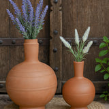 Ekaurr Bulb Terracotta Vases set of 2 with rounded bulb silhouette, handmade by skilled Indian artisans, earthy organic home décor vases for florals or styling
