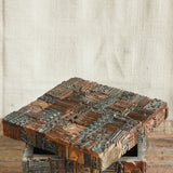 Detail of Ekaurr carved print block box lid showing intricate hand-carved floral and geometric motifs