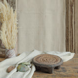 Ekaurr Carving Chaklota with Flower Design traditional flat wooden chaklota board with hand-carved floral pattern surface, rustic artisan decor riser or display accent