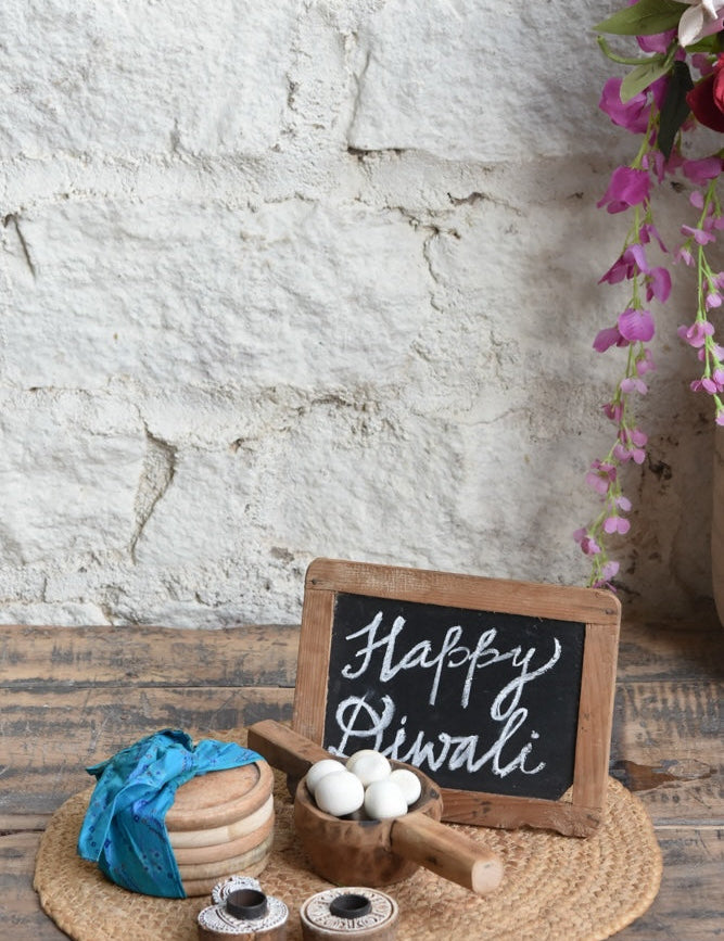 Ekaurr Chalk Charms Gift Set curated artisan gift set including a rustic wooden emblem chalkboard and charming handcrafted home accent pieces with complimentary greeting card, playful sustainable gifting for home offices desks and personalised spaces