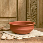 Ekaurr Classic Rim Terracotta Bird Feeder handthrown natural clay dish with raised rim for outdoor garden and balcony bird feeding, earthy rustic terracotta home and garden decor