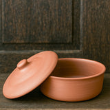 Ekaurr Clay Casserole Serving Dish with Lid handmade natural clay lidded casserole dish crafted by rural Indian artisans, earthy oven-to-table artisan kitchen essential for slow-cooked dishes and conscious home dining