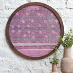 Ekaurr Cloth Story Wall Art – handmade Kantha stitch fabric panel in a vintage wooden strip frame, artisanal Indian textile wall hanging
