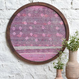 Ekaurr Cloth Story Wall Art – handmade Kantha stitch fabric panel in a vintage wooden strip frame, artisanal Indian textile wall hanging