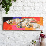 Ekaurr Coastal Swim painting depicting figures or creatures in fluid coastal water with blue aqua and white tones, handcrafted marine-inspired home decor for living rooms bathrooms and seaside-themed interiors