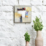 Ekaurr Code No 3 abstract painting with a structured coded mark-making composition in graphic tones, handcrafted conceptual canvas art for contemporary living rooms offices and curated home interiors
