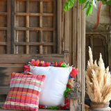 Ekaurr Colourful Banjara Cushion Cover handcrafted 18x18 inch cushion cover in vibrant Banjara tribal embroidery with mirror work detailing, artisan ethnic textile accent for sofas and eclectic home styling