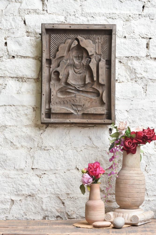 Ekaurr Cosmic Imprint Shiva Mould Decor hand-pressed cement or clay wall art of Lord Shiva in an abstract cosmic relief imprint, artisan devotional home decor for walls meditation corners and spiritual spaces
