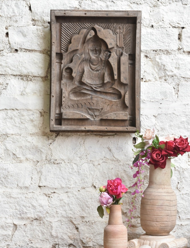 Ekaurr Cosmic Imprint Shiva Mould Decor hand-pressed cement or clay wall art of Lord Shiva in an abstract cosmic relief imprint, artisan devotional home decor for walls meditation corners and spiritual spaces