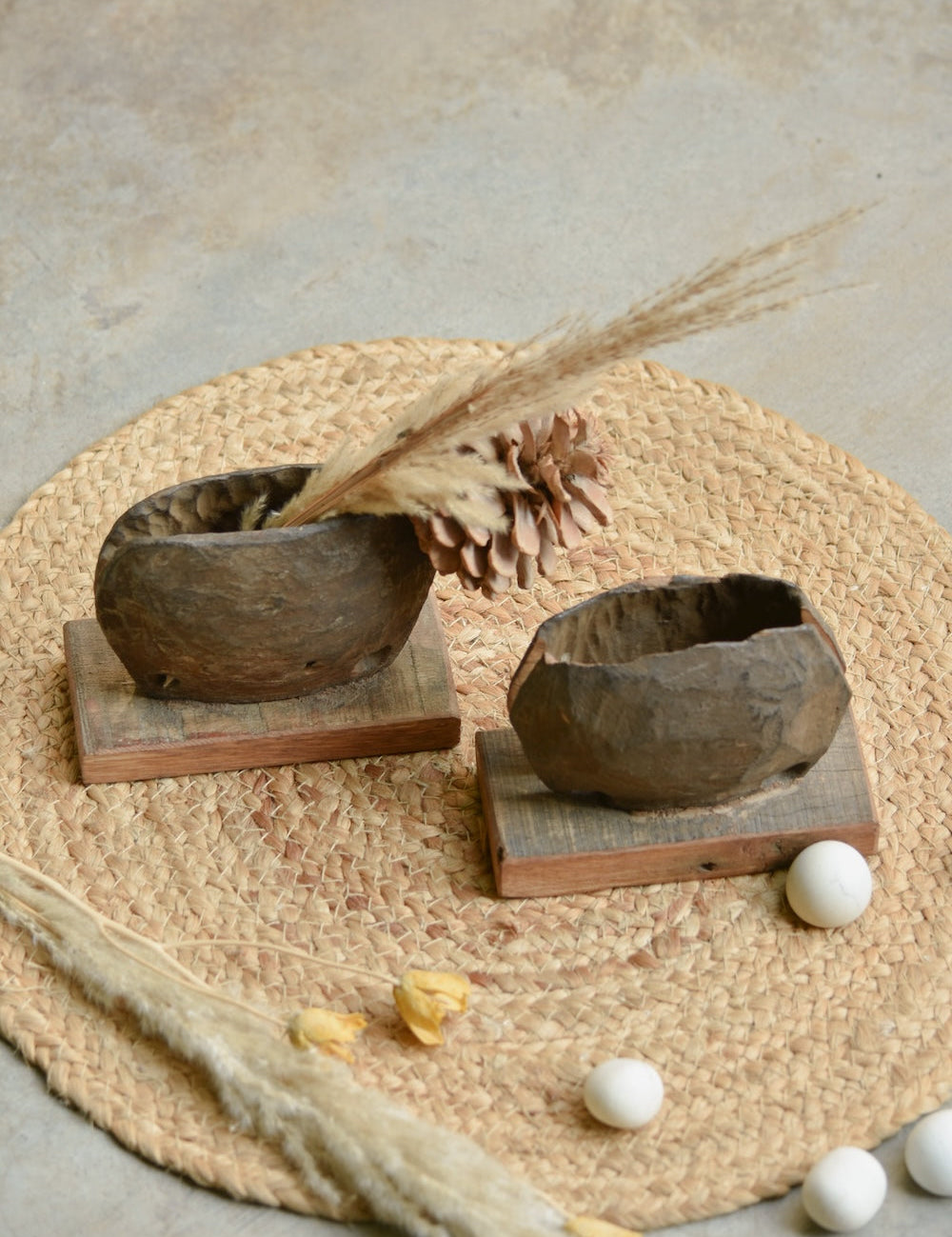 Ekaurr Set of 2 Cowbell Planter Small vintage brass cowbells repurposed as compact rustic planters, upcycled artisan found object plant pots for small succulents dried botanicals or home decor