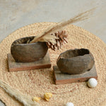 Ekaurr Set of 2 Cowbell Planter Small vintage brass cowbells repurposed as compact rustic planters, upcycled artisan found object plant pots for small succulents dried botanicals or home decor