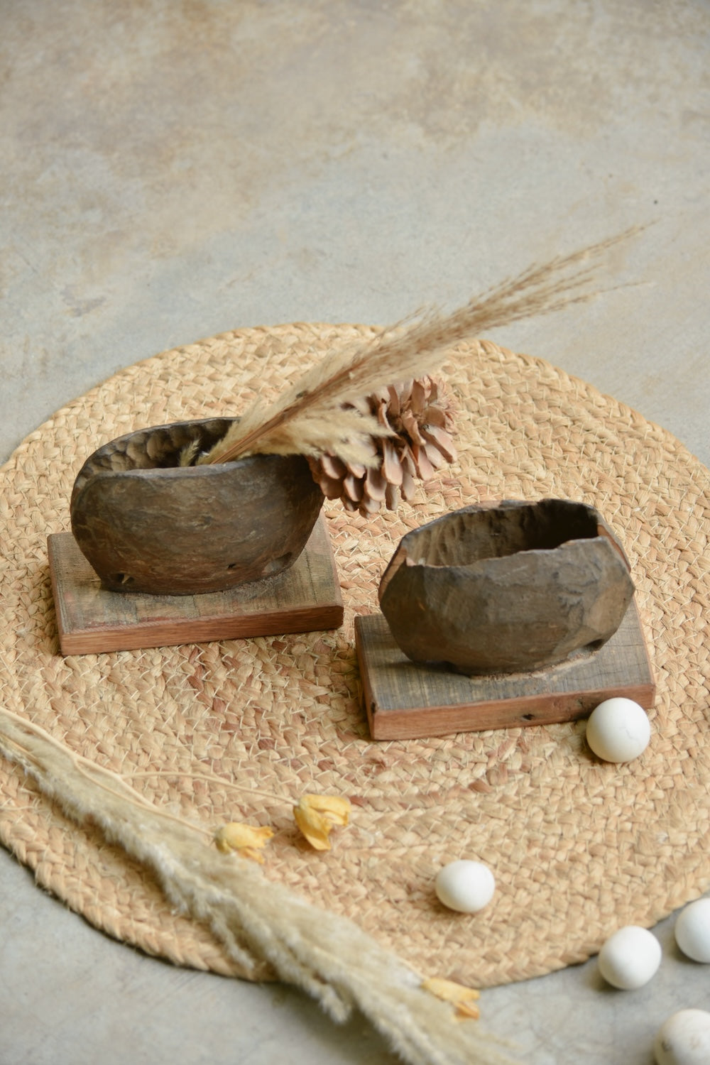 Ekaurr Set of 2 Cowbell Planter Small vintage brass cowbells repurposed as compact rustic planters, upcycled artisan found object plant pots for small succulents dried botanicals or home decor