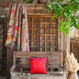 Ekaurr Crimson Charm Cushion Cover handcrafted 18x18 inch cushion cover in rich crimson red with charming embroidered or textured detailing, artisan textile accent for sofas and bold statement home styling
